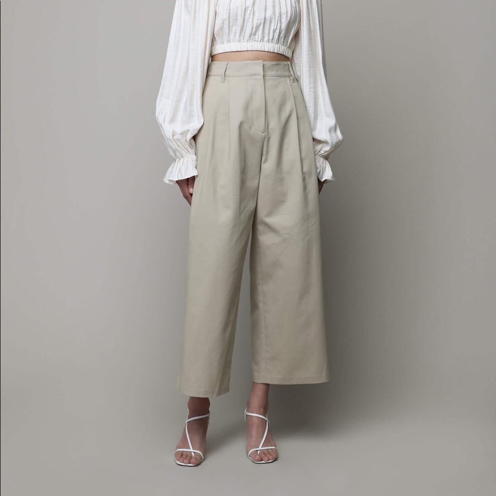 Wide Leg Beige Pants from OAK+FORT